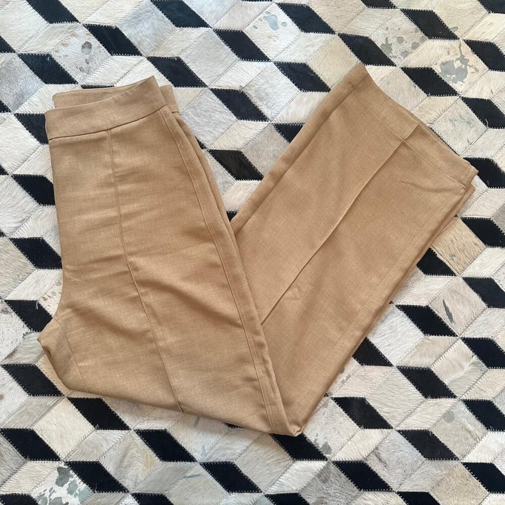 BERKSHA NWOT Camel Tan Wide Leg Tailored Trousers High Rise Corporate Chic US 8 - Picture 5 of 7